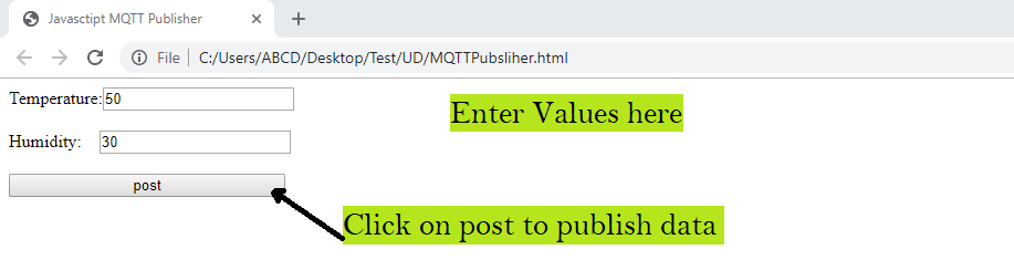 Javascript MQTT publish example
